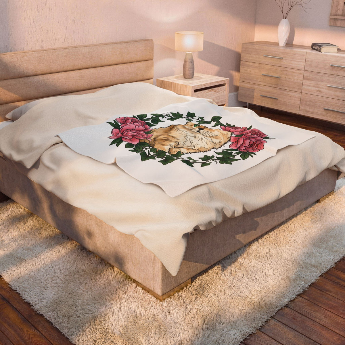 Longhair Cat Cat Blossoms Gift Acrylic Maine Coon Cat Fan Feline Floral Ink Floral Blanket