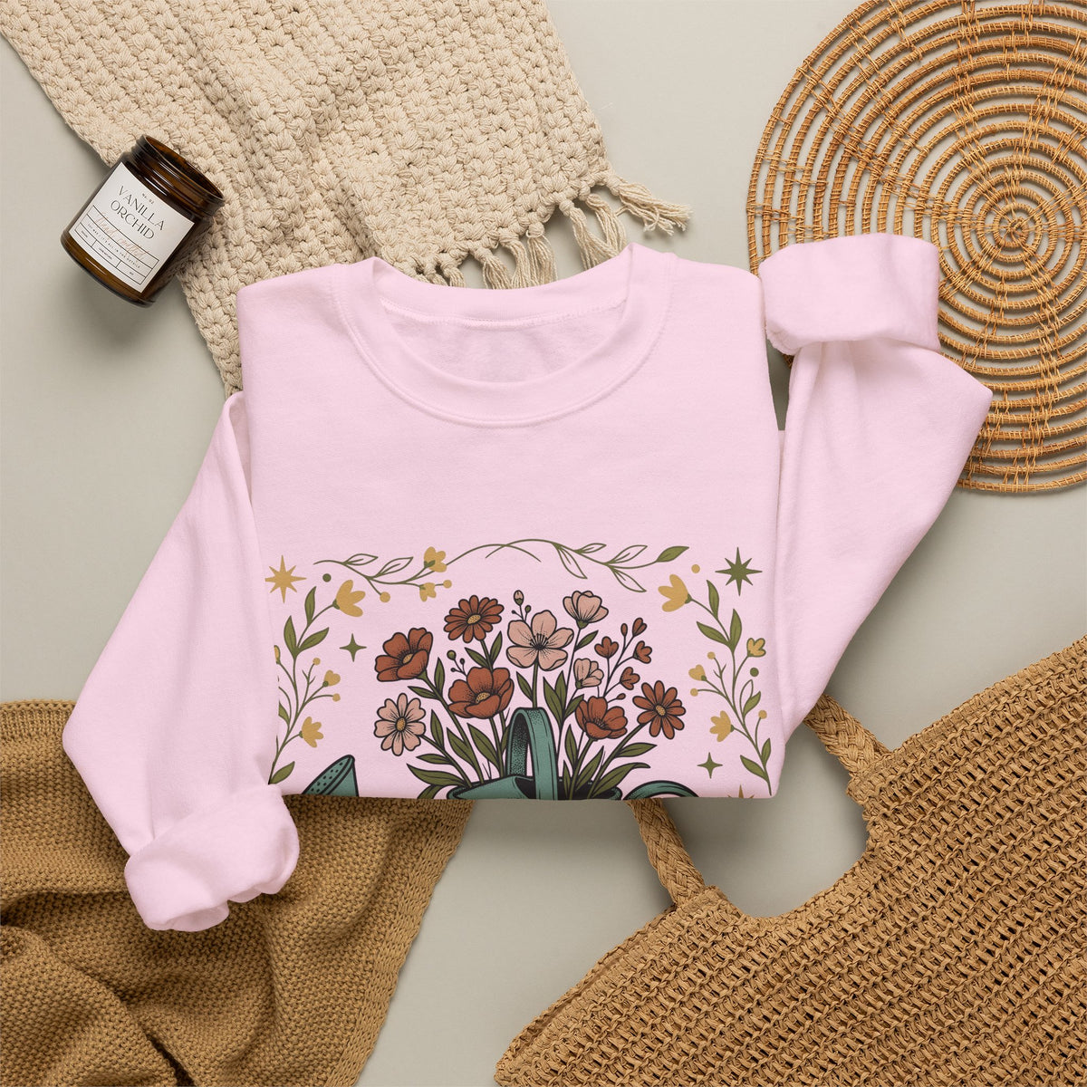 Watering Can Bouquet Sweatshirt Teacher Horticulture Gift Women Line Art Sweatshirt Flower Arrangement Sweatshirt Educator Enthusiast Illustration Design