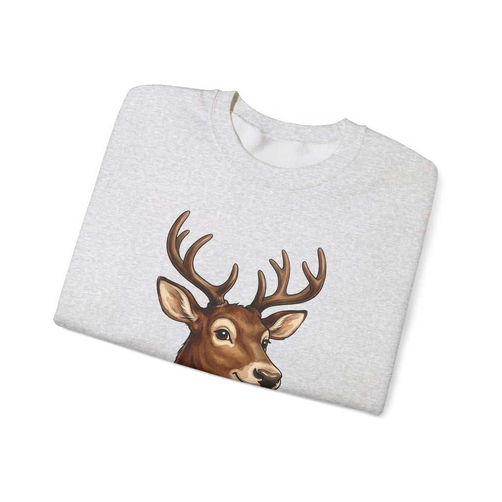 Stag Christmas Fauna Gift Cartoon Deer Xmas Fan Reindeer Hand Painted Holiday Bells Sweatshirt