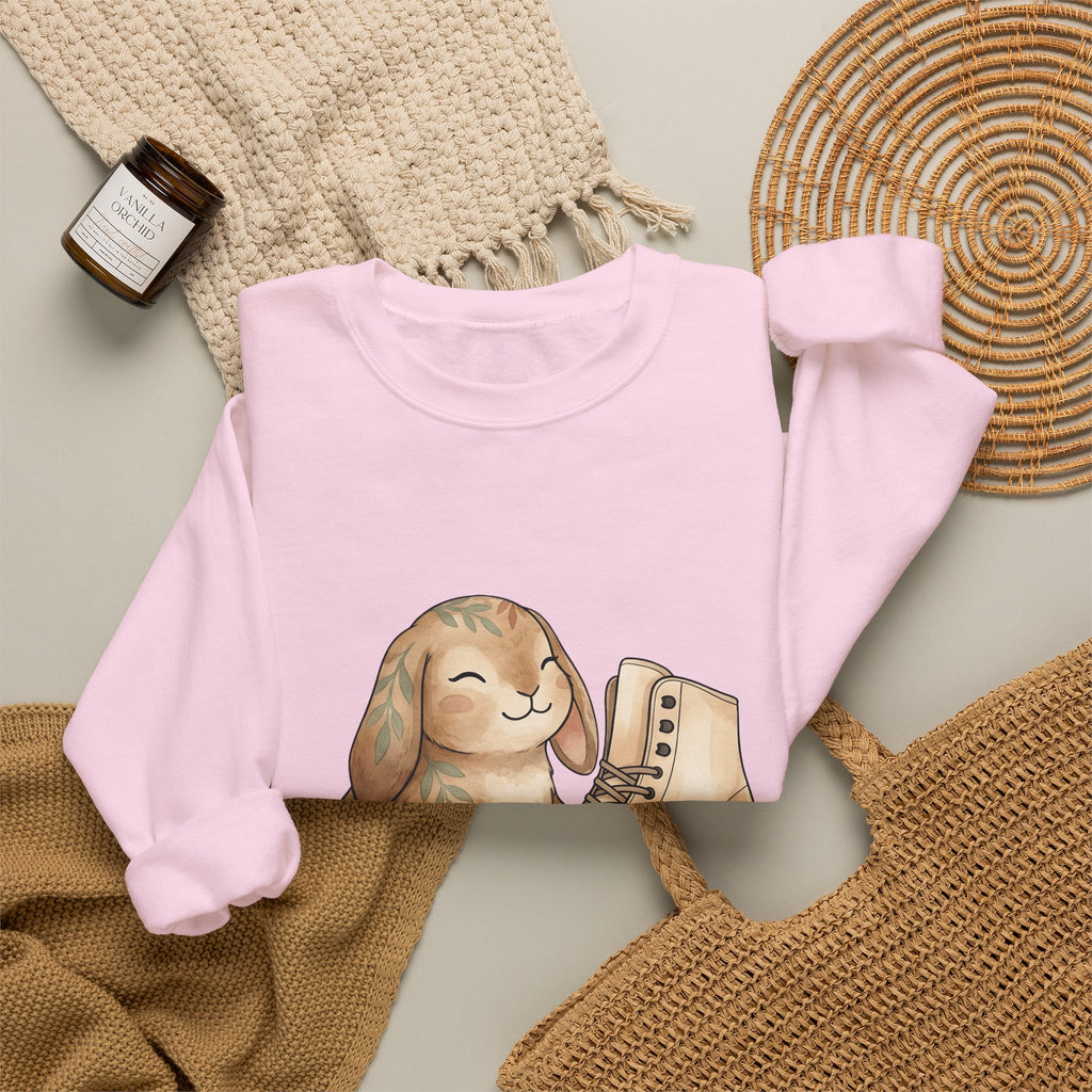 Bunny Skate Sports Fauna Gift Adorable Rabbit Skate Athlete Fan Wildlife Cute Brushstroke Sweatshirt