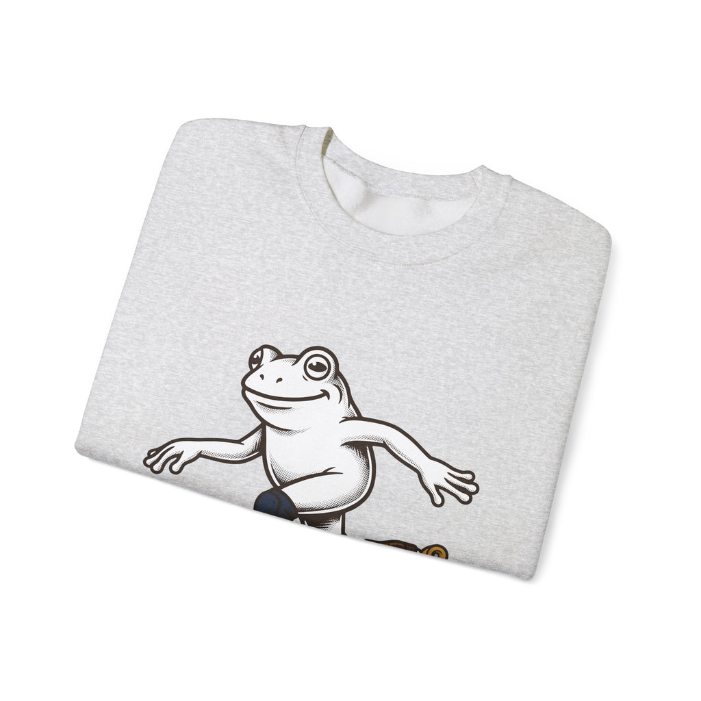 Skating Frog Sweatshirt Sports Wildlife Gift Women Comic Sweatshirt Toad Sweatshirt Athlete Fan Cartoon Sweatshirt Animal Graphic Vintage Pads Sweatshirt