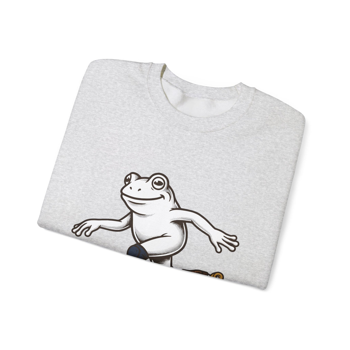 Skating Frog Sweatshirt Sports Wildlife Gift Women Comic Sweatshirt Toad Sweatshirt Athlete Fan Cartoon Sweatshirt Animal Graphic Vintage Pads Sweatshirt