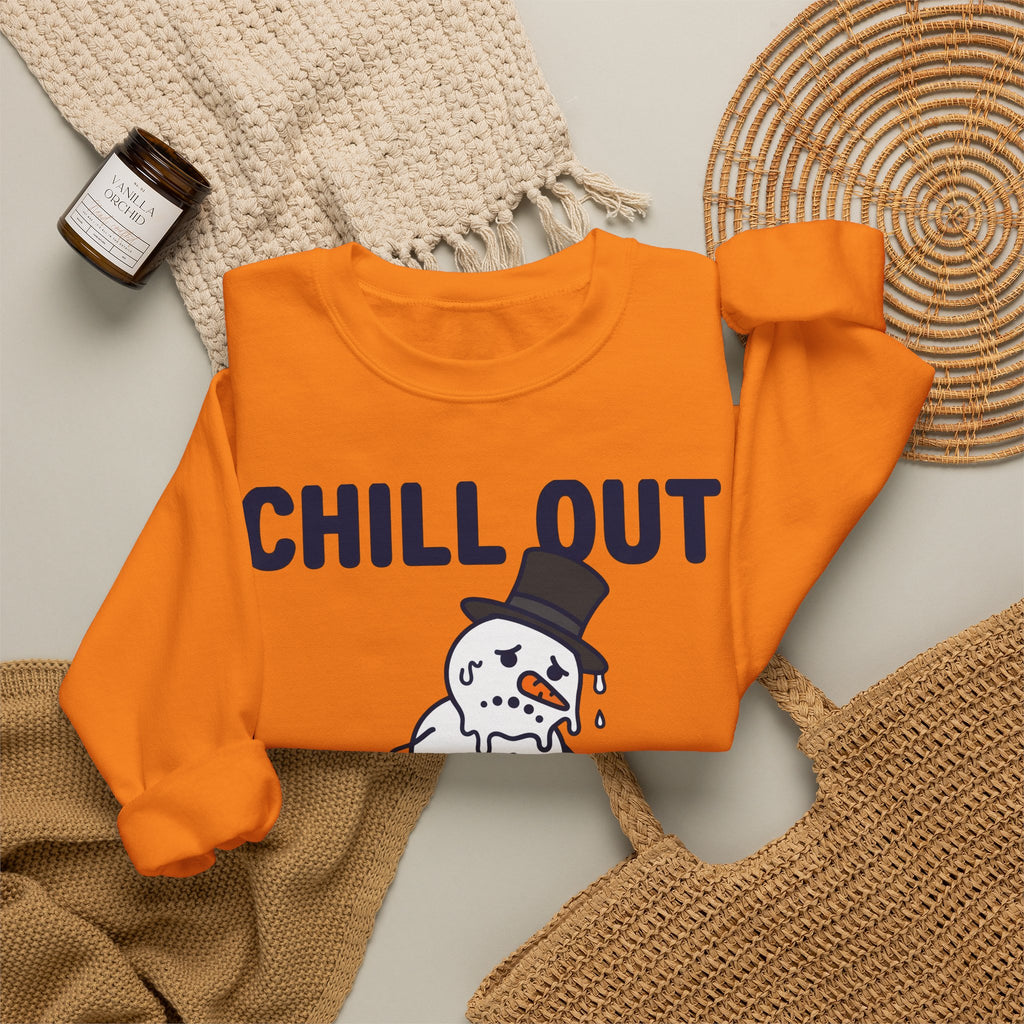 Melting Snowman Sweatshirt Christmas Comedy Gift Women Illustration Sweatshirt Frosty Sweatshirt Xmas Fan Drawing Graphic Sketch Top Hat Sweatshirt