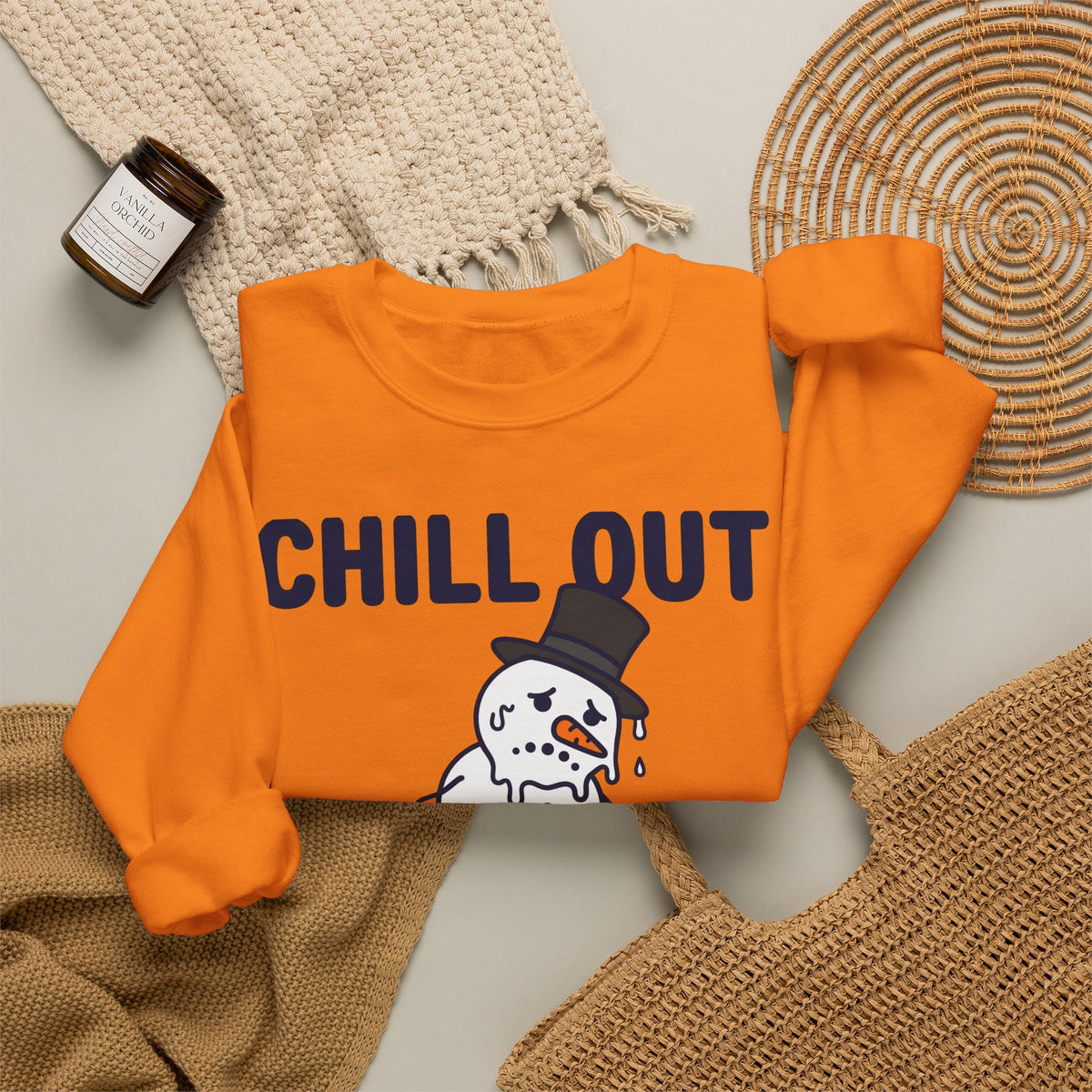Melting Snowman Sweatshirt Christmas Comedy Gift Women Illustration Sweatshirt Frosty Sweatshirt Xmas Fan Drawing Graphic Sketch Top Hat Sweatshirt