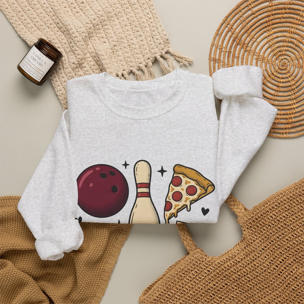 Bowling Ball Pins Sweatshirt Bowling Cuisine Gift Women Classic Sweatshirt Bowling Pins Sweatshirt Bowler Fan Vintage Sweatshirt Food Graphic Old School