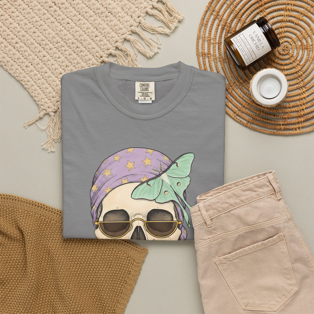 Skull Handkerchief T-Shirt Boho Chic Gothic Fashion Gift Women Ethnic T-Shirt Bandana T-Shirt Bohemian Fan Tribal T-Shirt Dark Graphic Rustic