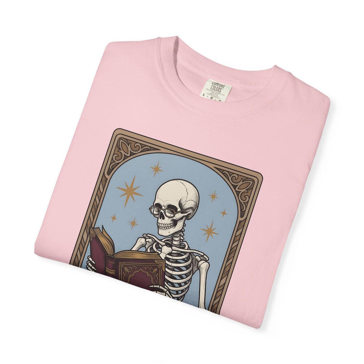 Skeleton Reading Book T-Shirt Gothic Academic Gift Women Vintage T-Shirt Skeleton T-Shirt Dark Fan Retro T-Shirt Scholar Graphic Tarot Coffee Cup