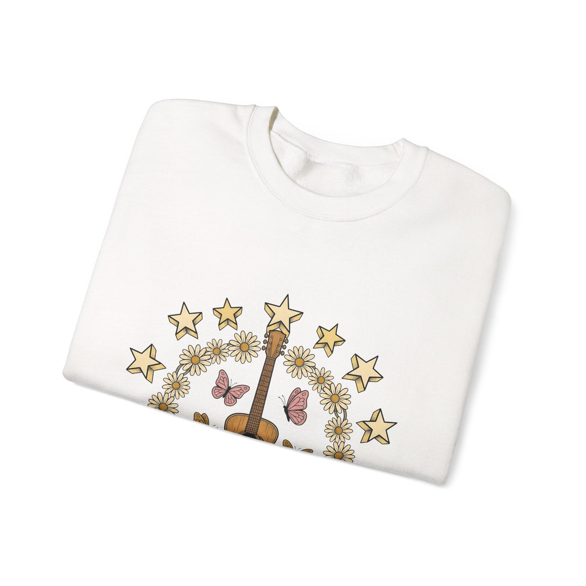 Acoustic Guitar Sweatshirt Cowgirl Music Gift Women Boho Sweatshirt Guitar Sweatshirt Cowboy Fan Boho Chic Sweatshirt Melody Graphic Vintage Daisies Sweatshirt