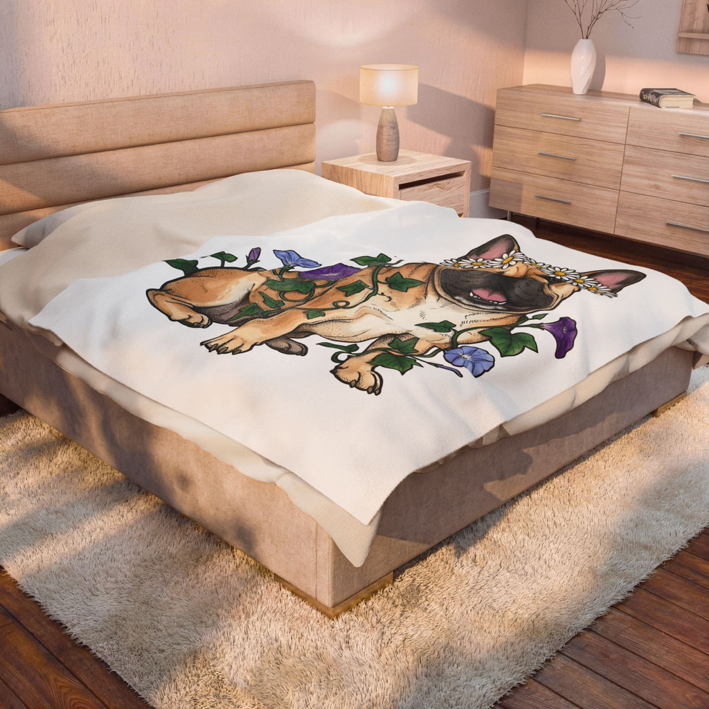 French Bulldog Blanket Dog Garden Gift Women Flower Blanket Bulldog Blanket Dog Fan Puppy Blanket Gardening Graphic Sketch Blossoms Blanket