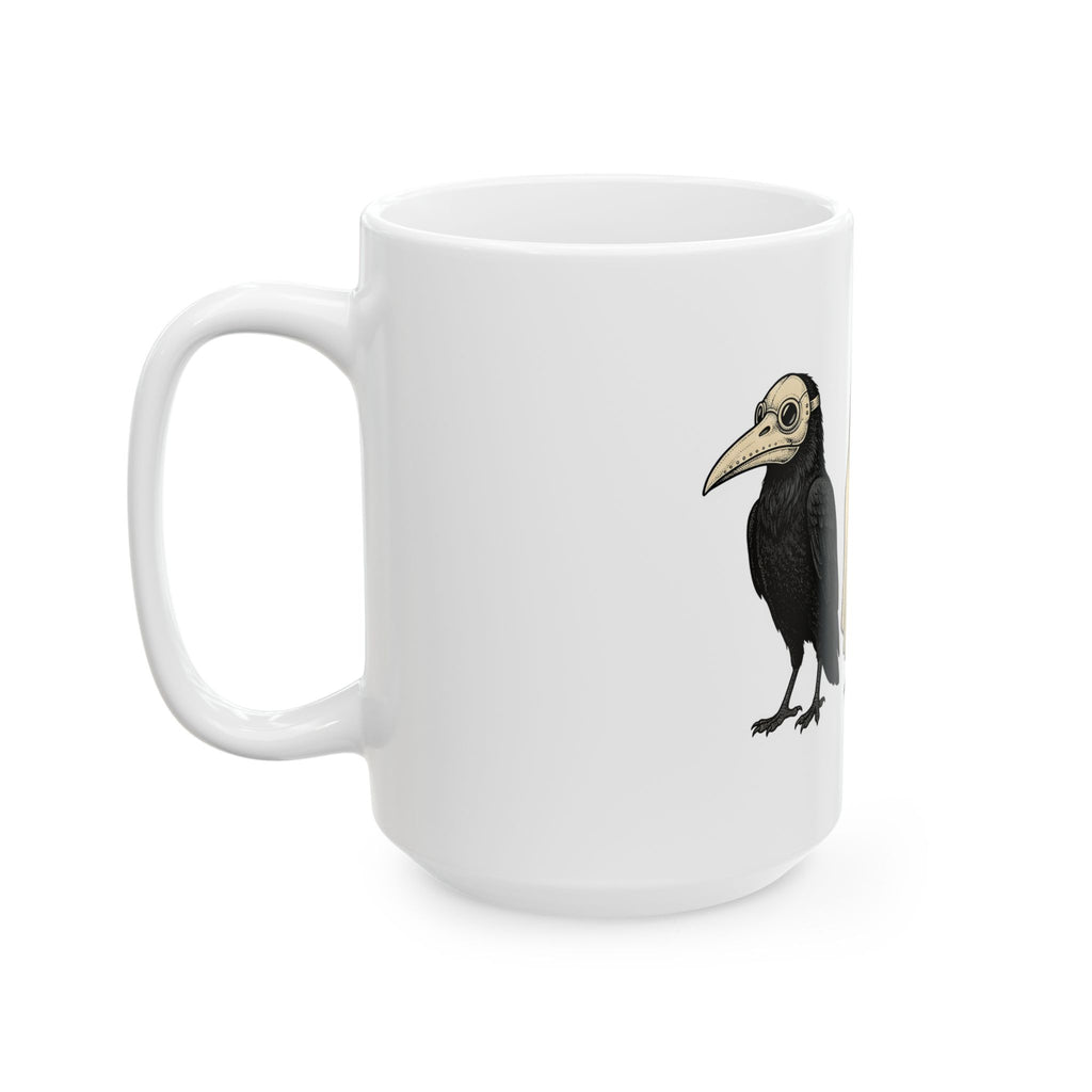Raven Outfit Mug Halloween Horror Gift Women Retro Mug Crow Outfit Mug Horror Fan Creepy Graphic Mug Sketch Jack-O-Lantern Mug