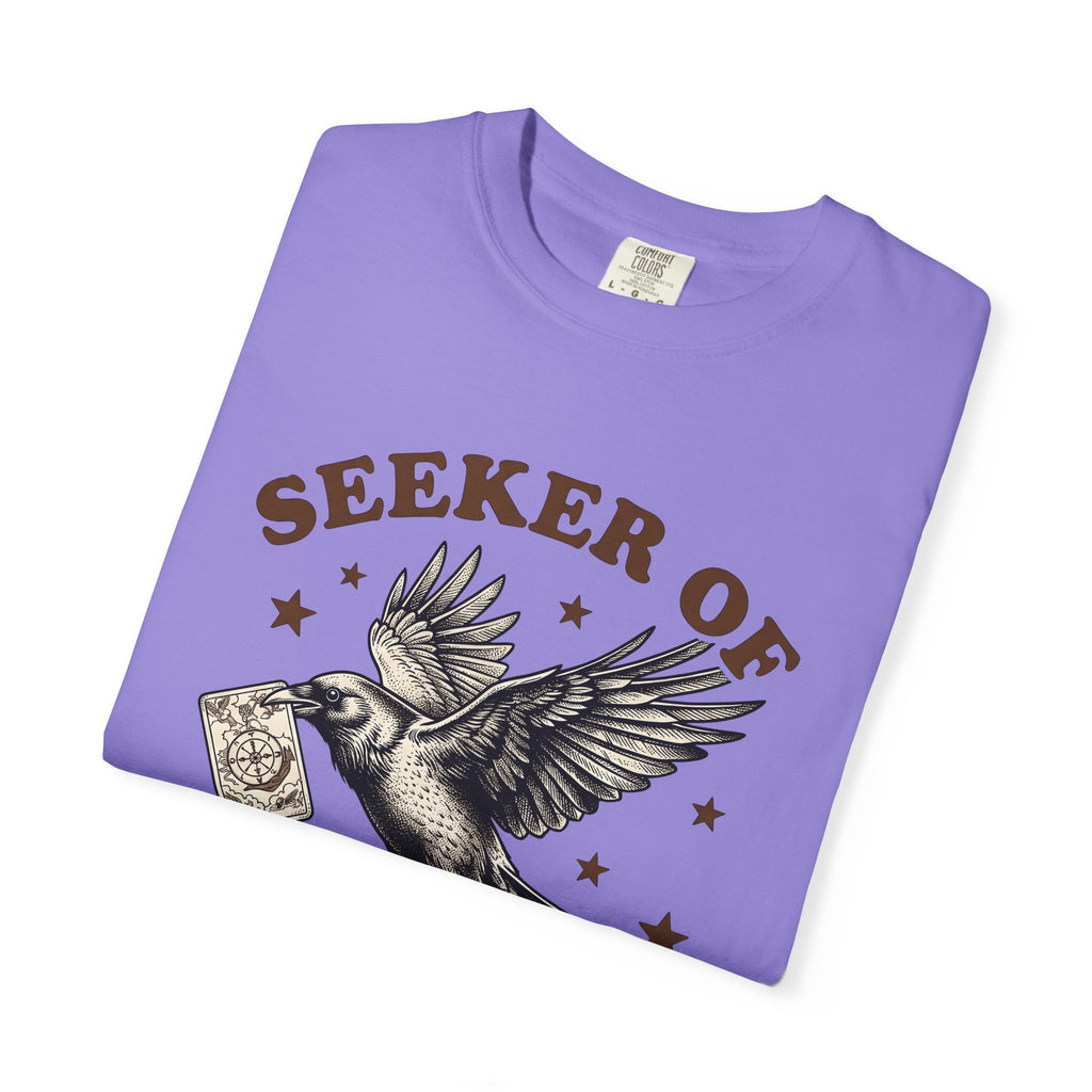 Crow Divination Card T-Shirt Fortune Telling Mysterious Gift Women Old-Fashioned T-Shirt Oracle Card T-Shirt Divination Fan Tarot T-Shirt Enigmatic