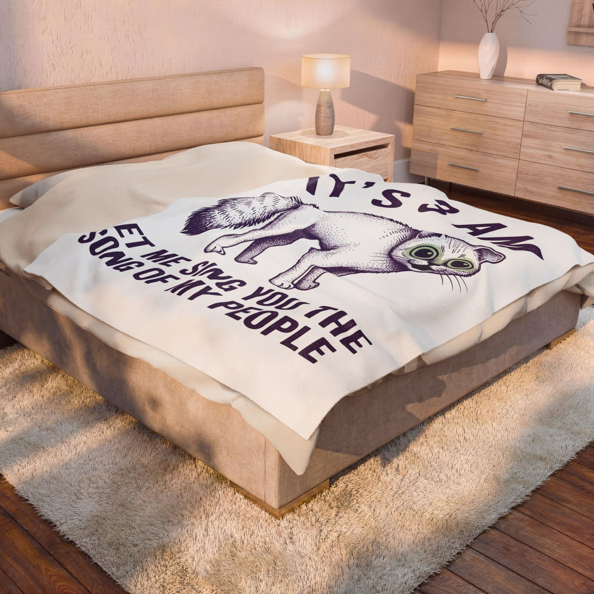 Wide Eyed Feline Blanket Cat Jokes Gift Women Hand Drawn Blanket Cat Blanket Cat Fan Illustrated Blanket Pun Graphic Cartoon Oversized Eyes Blanket