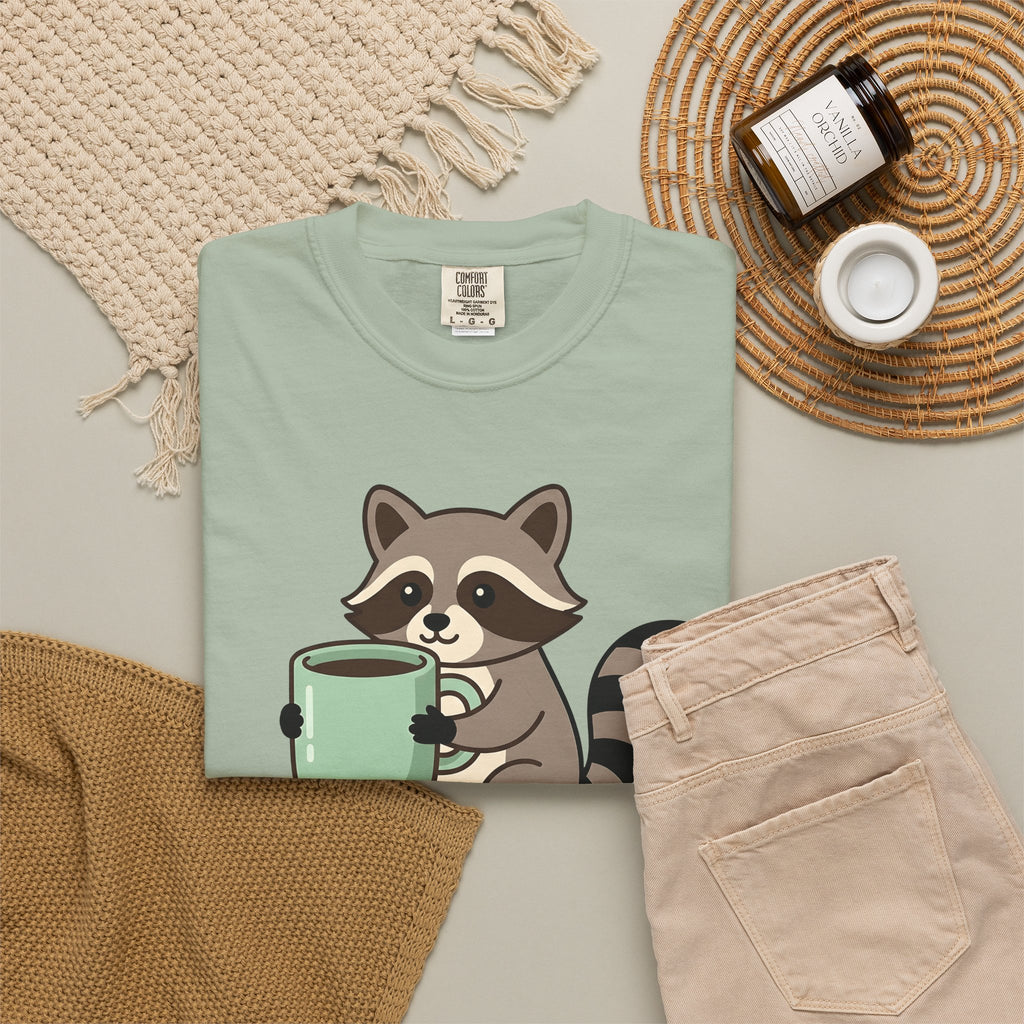Raccoon Coffee T-Shirt Nurses Coffee Gift Women Cute T-Shirt Coffee T-Shirt Nurse Enthusiast Adorable T-Shirt Caffeinated Graphic Coffee