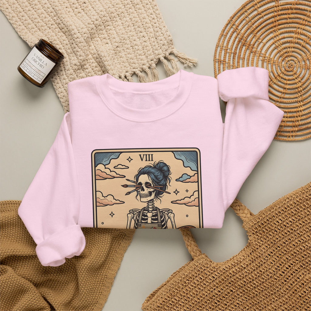 Skeleton Artist Sweatshirt Artist Gothic Gift Women Tarot Card Sweatshirt Skeleton Sweatshirt Art Enthusiast Occult Graphic Sweatshirt Vintage Sunflower Sweatshirt