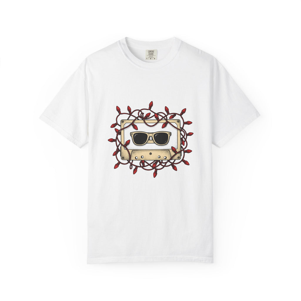 Cassette Tape T-Shirt Christmas Music Gift Women Retro T-Shirt Mixtape T-Shirt Xmas Fan Retro T-Shirt Melody Graphic Vintage Sunglasses T-Shirt