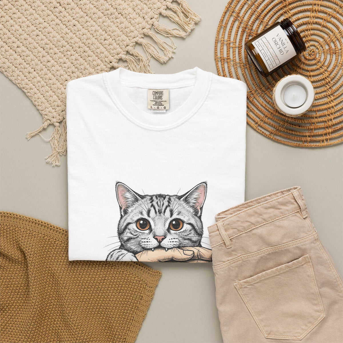 Tabby Cat Cat Humor Gift Hand Drawn Kitty T T-Shirt