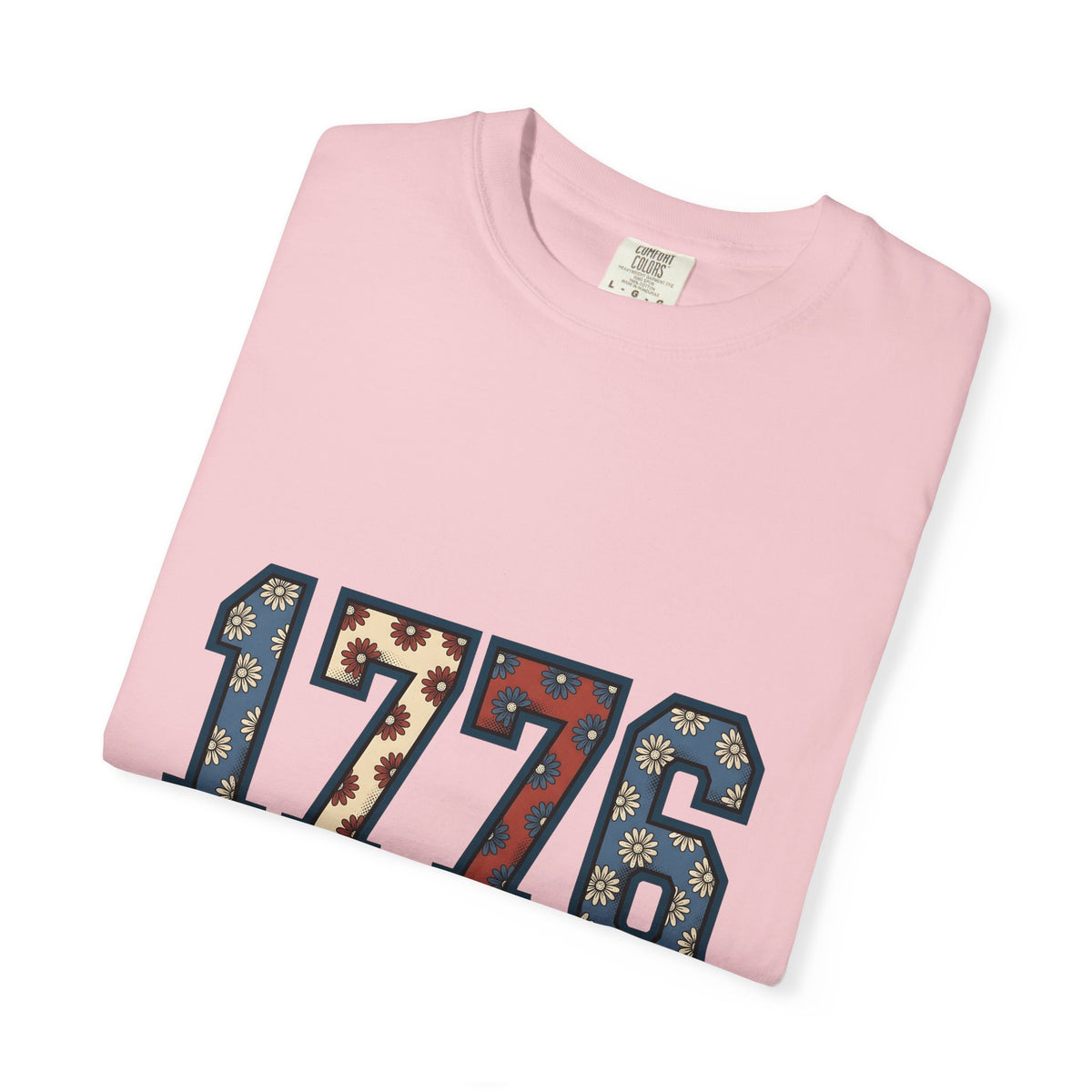 Floral Numerals T-Shirt 4th Of July Freedom Gift Women Vintage T-Shirt Number T-Shirt Independence Fan Distressed Graphic T-Shirt Retro Daisy