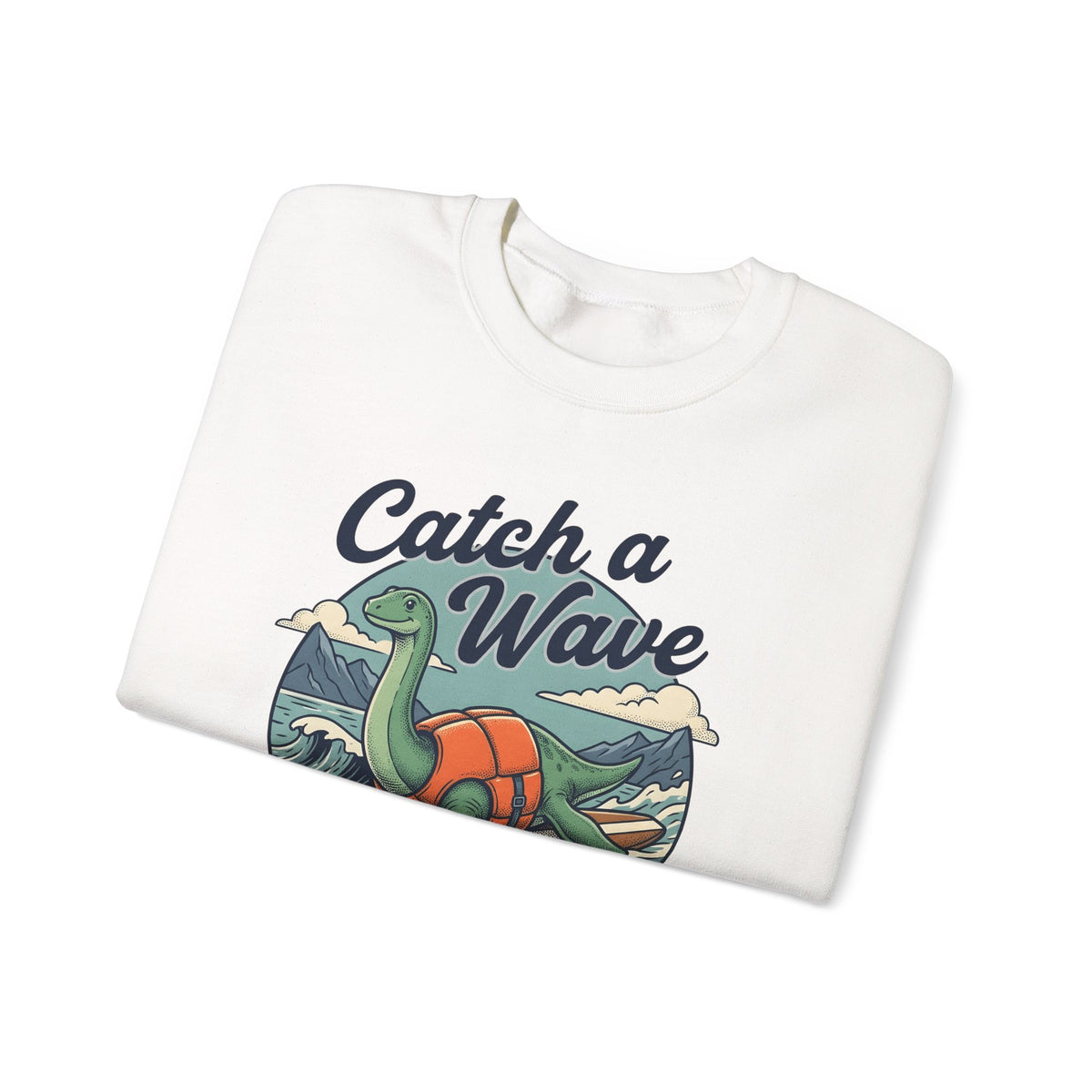Surfing Dinosaur Sweatshirt Sports Surfing Gift Women Vintage Sweatshirt Dinosaur Sweatshirt Athlete Fan Retro Illustration Waves Sweatshirt