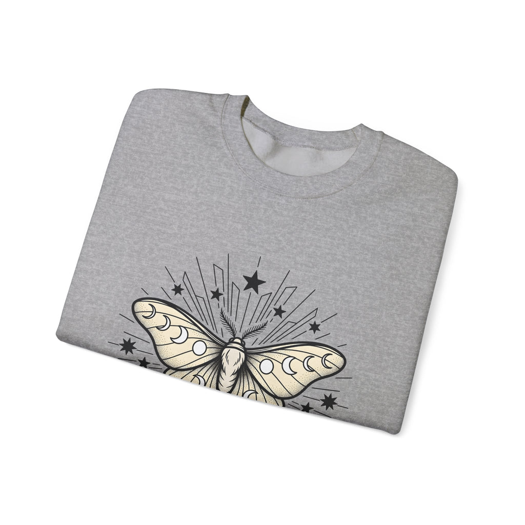 Luna Moth Sweatshirt Boho Chic Zodiac Gift Women Outline Sweatshirt Actias Luna Sweatshirt Hippie Fan Hand Drawn Sweatshirt Astrology Graphic Retro Star Shapes