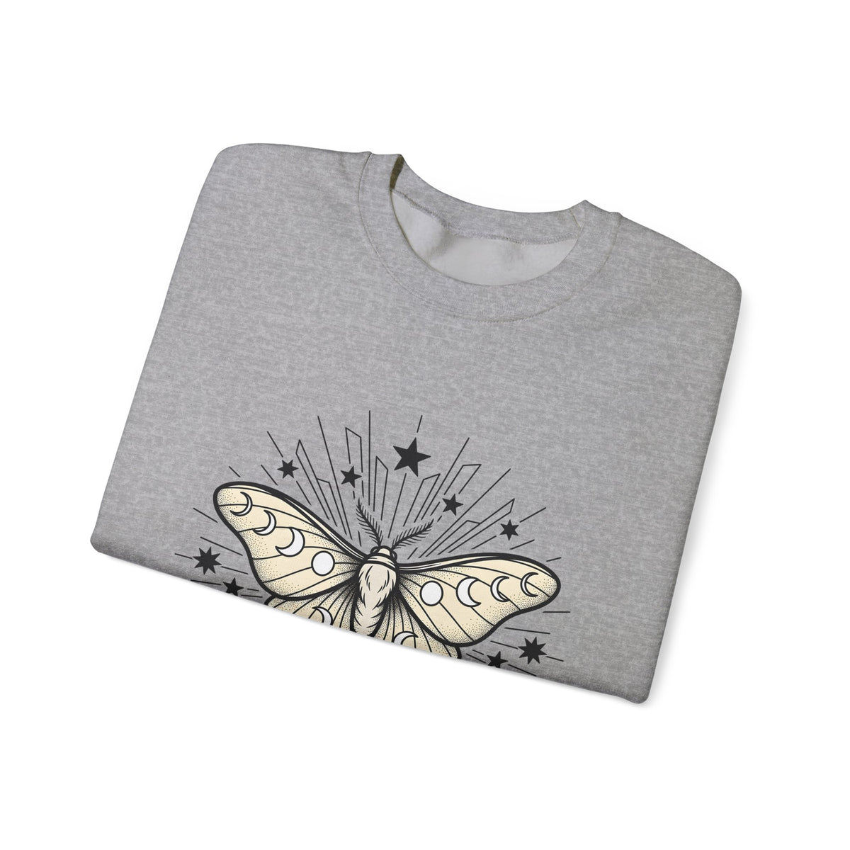 Luna Moth Sweatshirt Boho Chic Zodiac Gift Women Outline Sweatshirt Actias Luna Sweatshirt Hippie Fan Hand Drawn Sweatshirt Astrology Graphic Retro Star Shapes