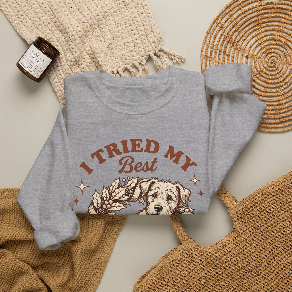 Dog Garland Sweatshirt Christmas Pets Gift Women Classic Sweatshirt Dog Swag Sweatshirt Xmas Fan Doggy Graphic Sweatshirt Doodle Bauble Sweatshirt