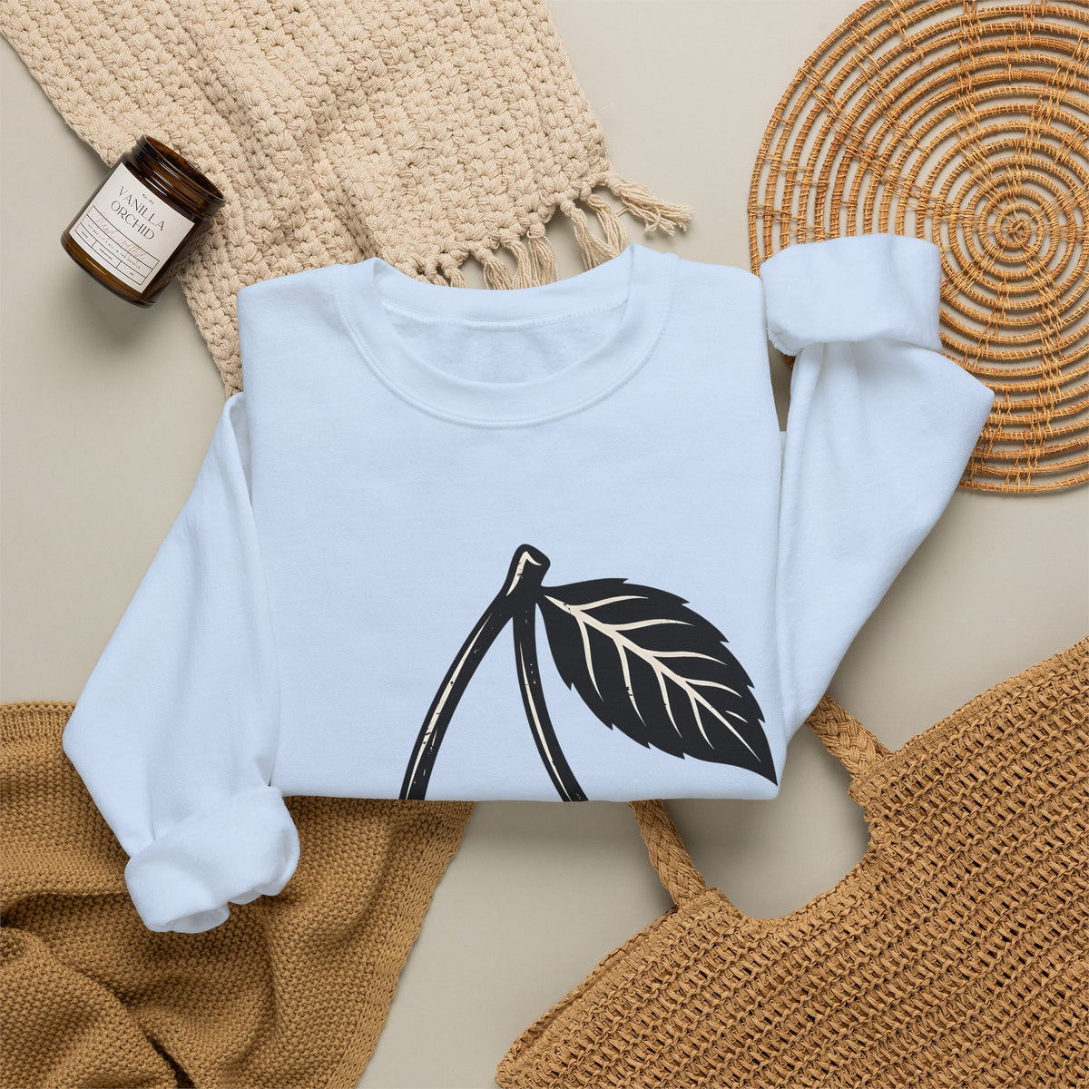 Cherry Illustration Sweatshirt Moms Produce Gift Women Rustic Sweatshirt Cherry Sweatshirt Mother Fan Vintage Sweatshirt Harvest Graphic Nostalgic Plaid Design