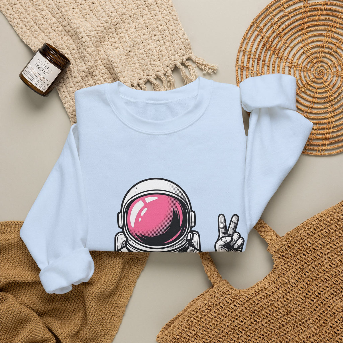 Astronaut Graphic Sweatshirt America Space Gift Women Comic Sweatshirt Cosmonaut Sweatshirt Patriot Fan Galactic Graphic Illustration Cartoon Sweatshirt Retro