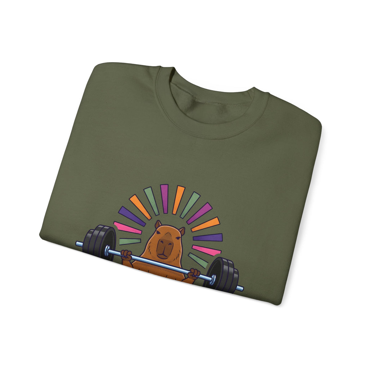 Capybara Gym Training Sweatshirt Sports Pets Gift Women Hand Drawn Sweatshirt Rodent Sweatshirt Athlete Enthusiast Illustrated Pet Graphic Classic Rainbow
