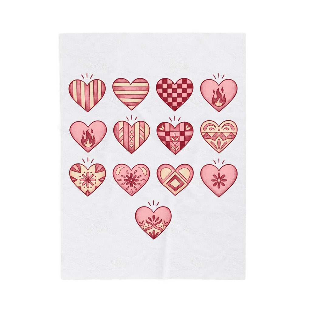 Love Heart Blanket Boho Chic Romance Gift Women Tribal Blanket Heart Blanket Bohemian Enthusiast Tribal Blanket Valentine Graphic Old School Bloom