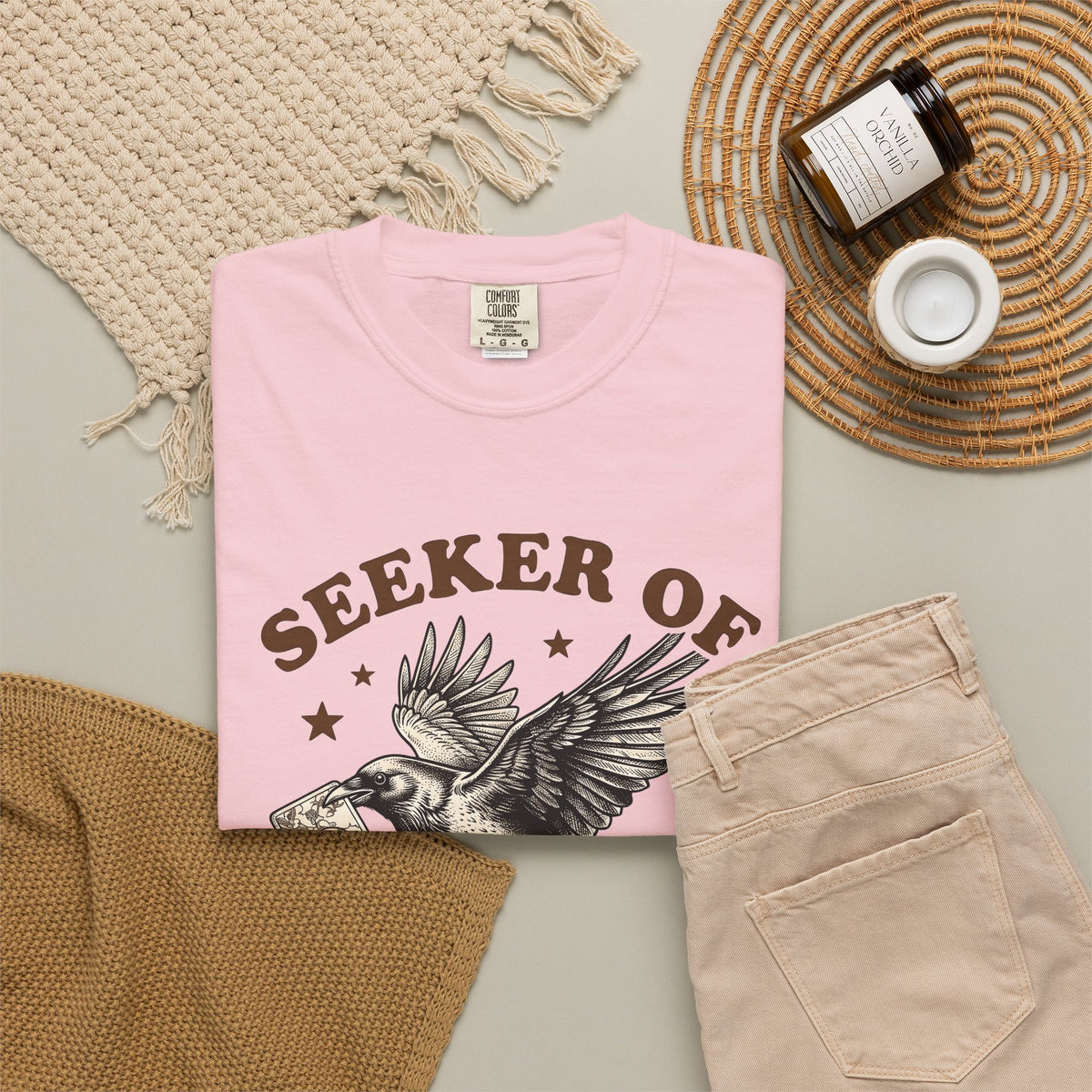 Crow Divination Card T-Shirt Fortune Telling Mysterious Gift Women Old-Fashioned T-Shirt Oracle Card T-Shirt Divination Fan Tarot T-Shirt Enigmatic