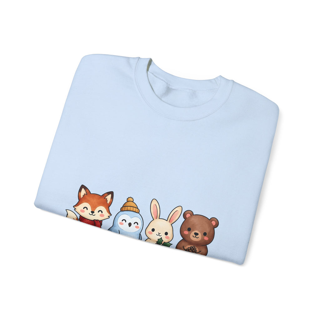 Forest Creatures Sweatshirt Christmas Wildlife Gift Women Adorable Sweatshirt Woodland Sweatshirt Xmas Fan Cute Sweatshirt Animal Graphic Comic Mistletoe