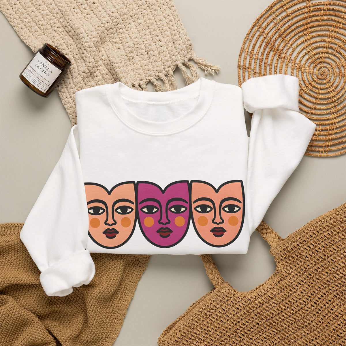Abstract Faces Sweatshirt Abstract Art Gift Women Modern Sweatshirt Faces Sweatshirt Art Fan Contemporary Sweatshirt Artistic Graphic Minimal Bold Outlines