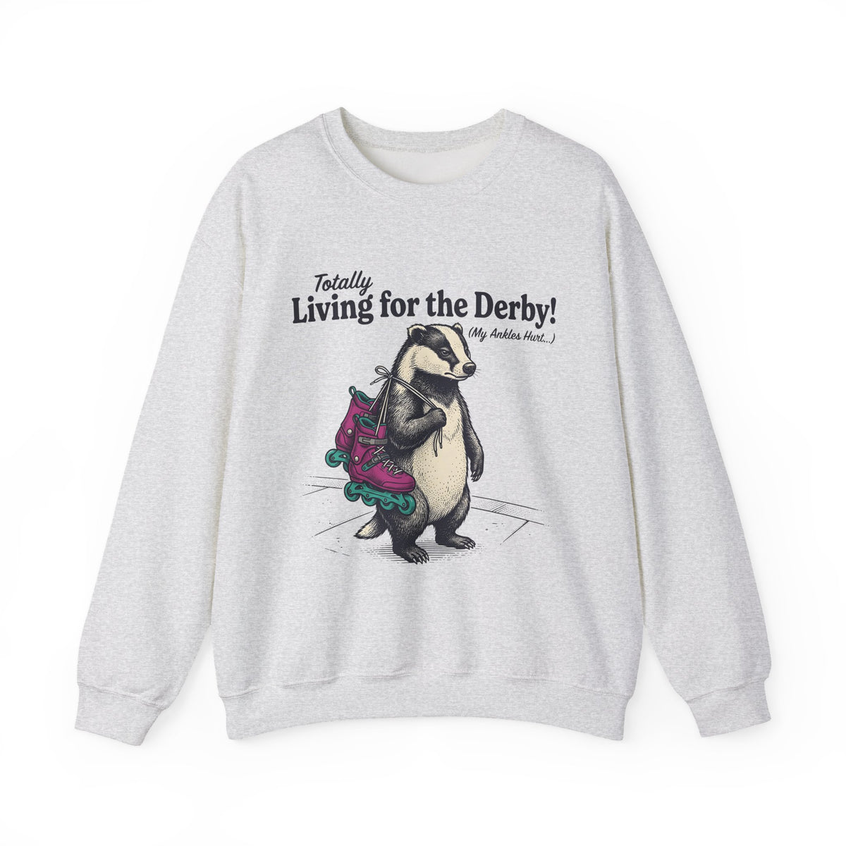 Badger Roller Skates Sweatshirt Funny Pet Gift Women Retro Sweatshirt Roller Skating Sweatshirt Humor Fan Vintage Sweatshirt Animal Graphic Sketch Creature