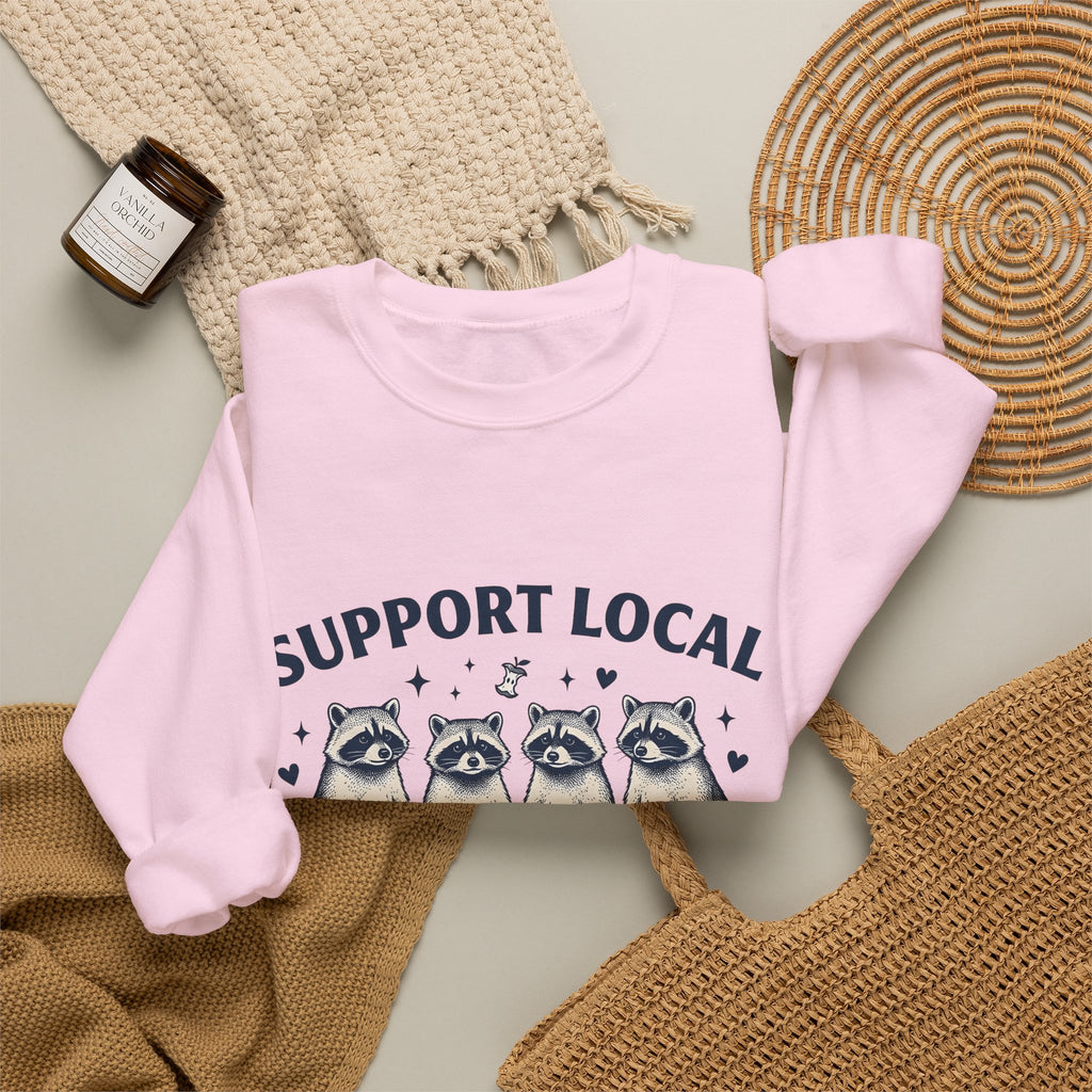 Raccoon Family Sweatshirt Raccoon Pet Gift Women Classic Sweatshirt Trash Panda Sweatshirt Raccoon Fan Vintage Sweatshirt Animal Graphic Doodle Heart Shapes
