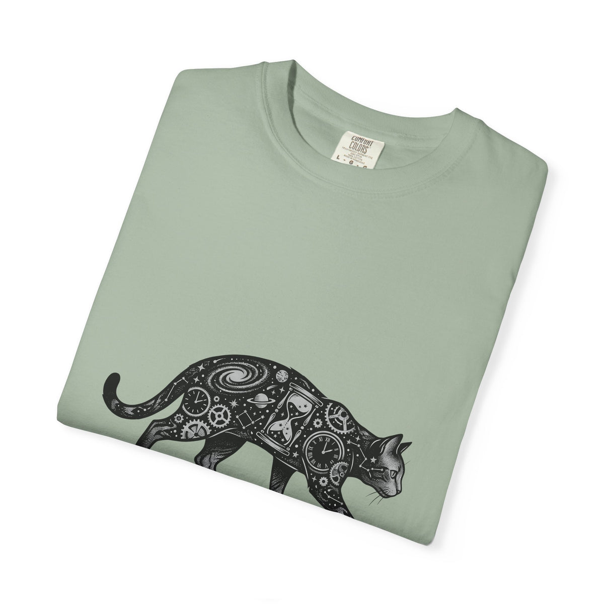 Cosmic Cat T-Shirt Cat Steampunk Gift Women Tattoo Style T-Shirt Kitty T-Shirt Cat Fan Traditional T-Shirt Steampunk Graphic Vintage Gears T-Shirt