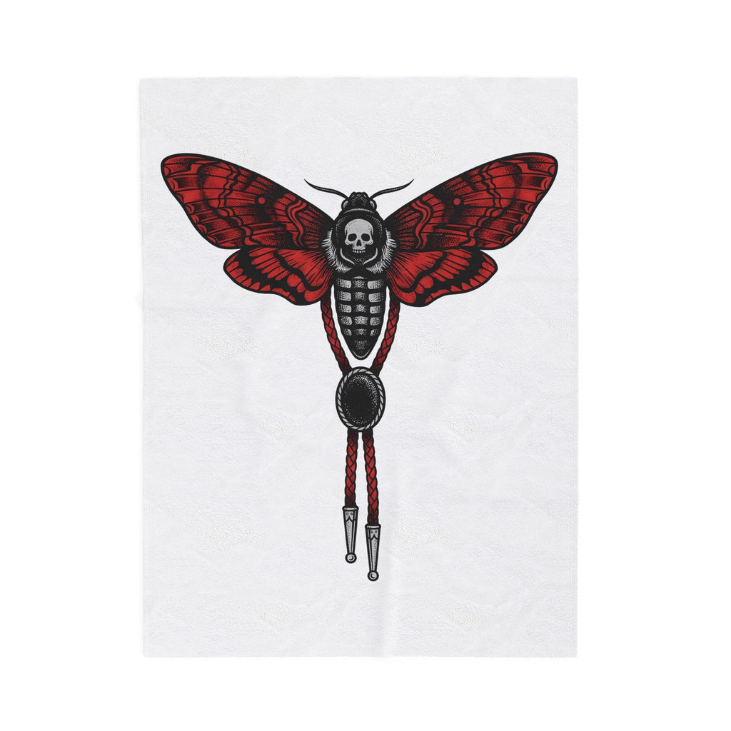 Moth Skull Blanket Cowgirl Cowboy Gift Women Traditional Blanket Insect Blanket Rodeo Fan Classic Blanket Cowboy Graphic Retro Bolo Tie Blanket