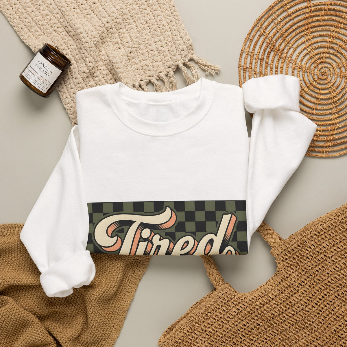 Checkered Text Sweatshirt Nurses Work Gift Women Bold Sweatshirt Plaid Sweatshirt Nurse Enthusiast Typography Sweatshirt Job Graphic Retro Drip Border Sweatshirt