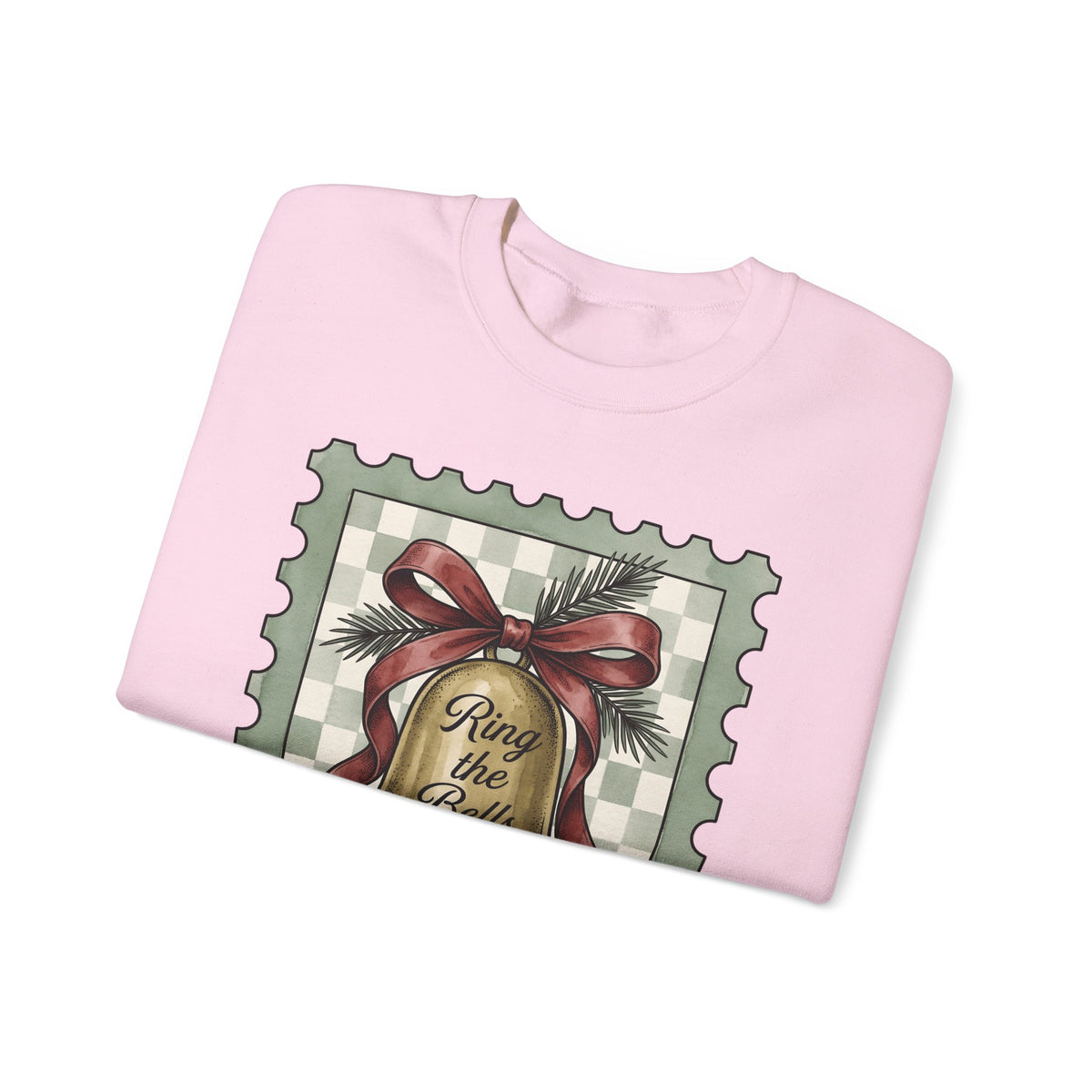 Festive Bell Sweatshirt Christmas Seasonal Gift Women Retro Sweatshirt Jingle Bell Sweatshirt Christmas Fan Vintage Sweatshirt Holiday Graphic Rustic Fir Twig