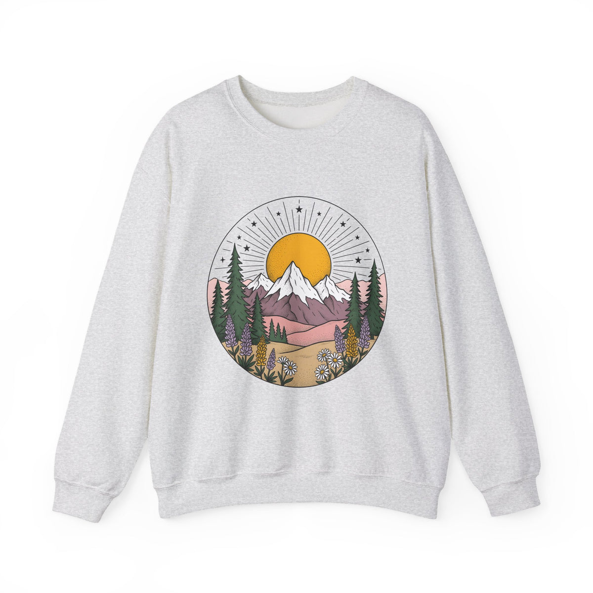 Mountain Scenery Sweatshirt Nature Camping Gift Women Rustic Sweatshirt Landscape Sweatshirt Outdoors Enthusiast Distressed Sweatshirt Outdoor Graphic Vintage