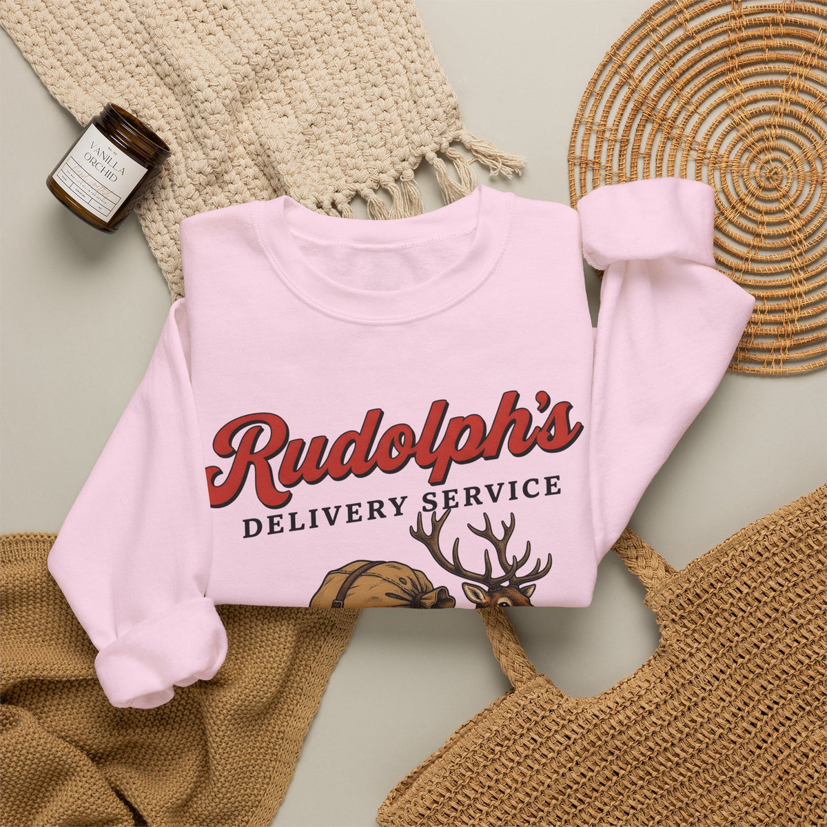 Deer Illustration Sweatshirt Christmas Celebration Gift Women Retro Sweatshirt Fawn Sweatshirt Noel Fan Vintage Sweatshirt Party Graphic Sketch Present Sweatshirt