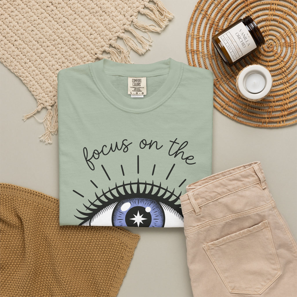 Enchanted Eye T-Shirt Boho Chic Mindfulness Gift Women Cartoon T-Shirt Mystic T-Shirt Hippie Fan Comix T-Shirt Meditation Graphic Sleek Glow T-Shirt