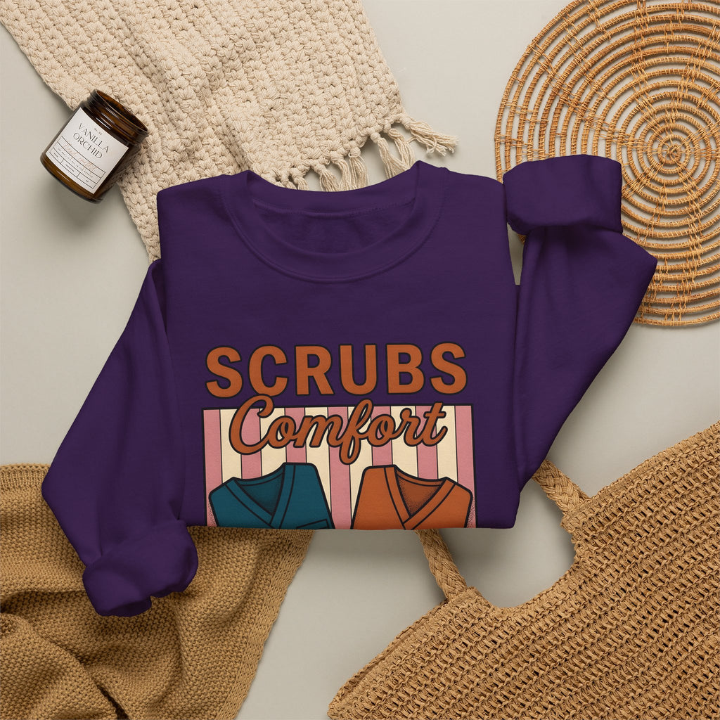 Scrubs Print Sweatshirt Nurses Wellness Gift Women Hand Drawn Sweatshirt Medical Print Sweatshirt Nurse Enthusiast Illustration Graphic Line Art Red Cross