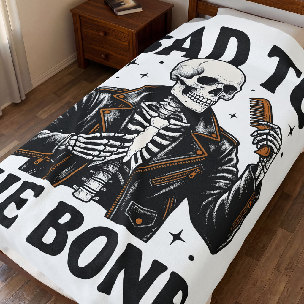 Skull Biker Jacket Blanket Halloween Punk Gift Women Rustic Blanket Leather Jacket Blanket Horror Fan Distressed Blanket Riot Graphic Classic
