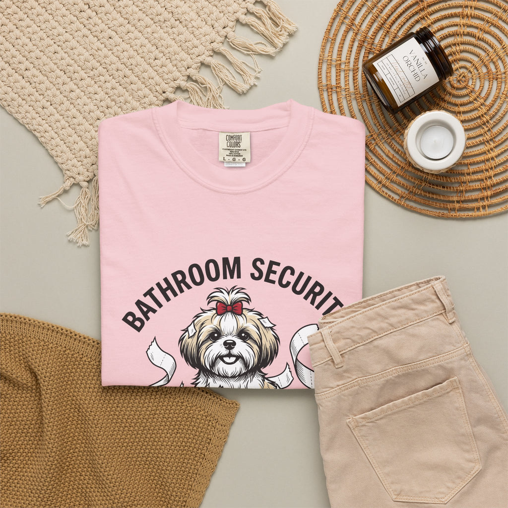 Shih Tzu Puppy T-Shirt Dog Joke Gift Women Comic T-Shirt Puppy T-Shirt Dog Fan Cartoon T-Shirt Humor Graphic Sketch Bathroom Paper T-Shirt