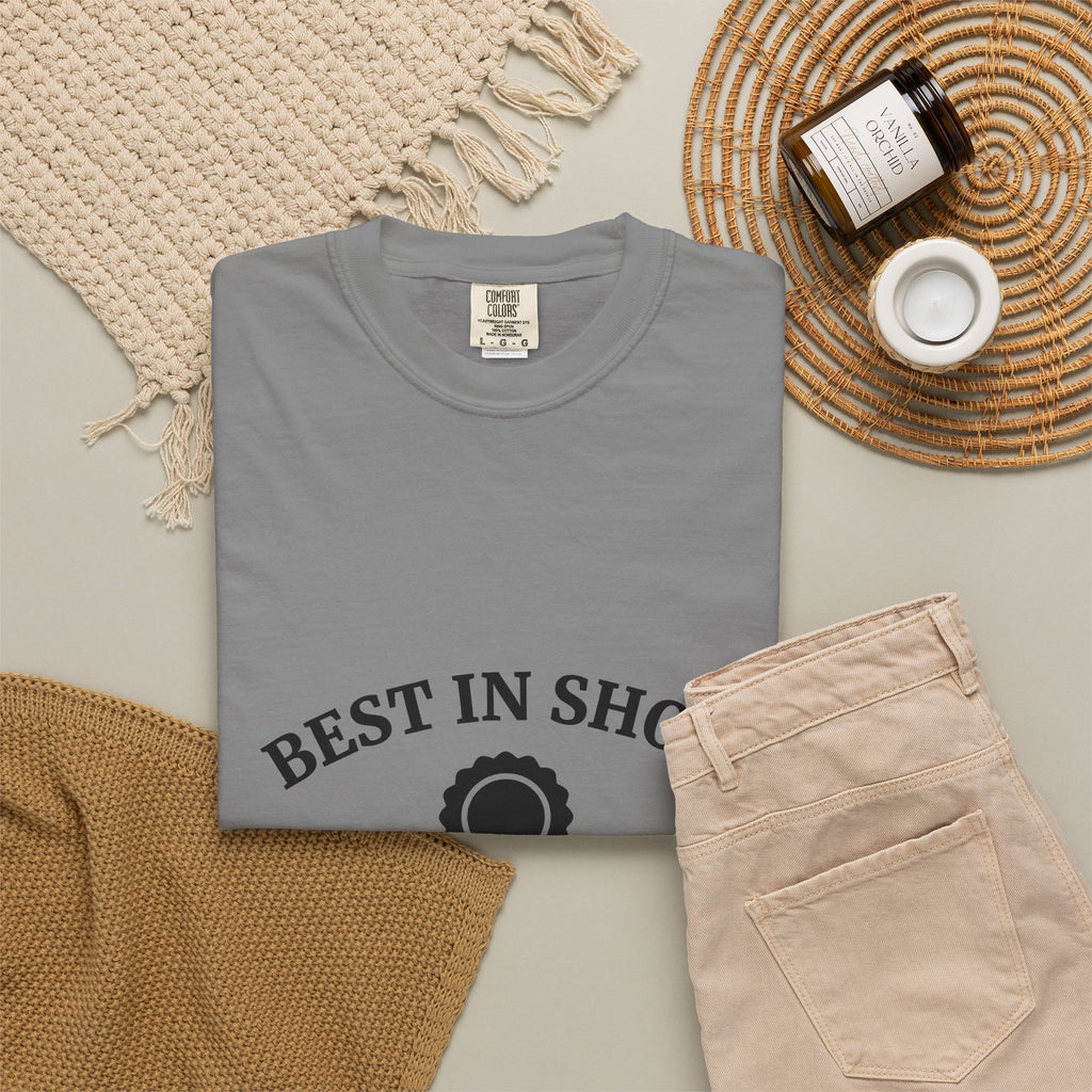 Award Ribbon T-Shirt Dog Competition Gift Women Minimalist T-Shirt Rosette T-Shirt Dog Fan Simple T-Shirt Championship Graphic Retro Badge T-Shirt
