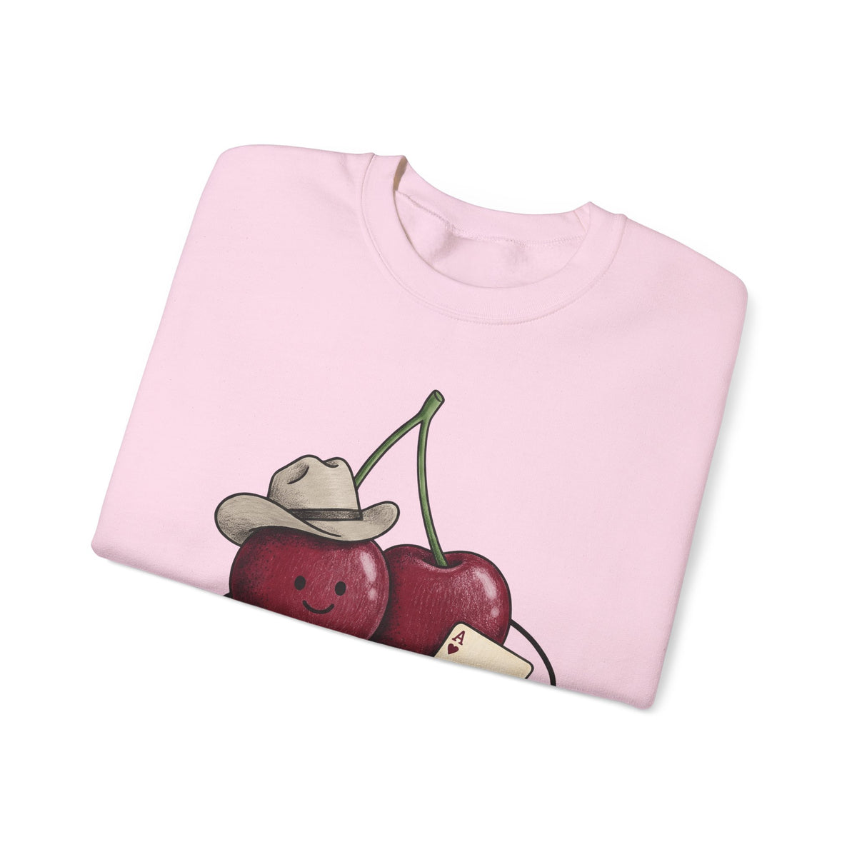 Cherry Western Sweatshirt Cowgirl Harvest Gift Women Playful Sweatshirt Western Wear Sweatshirt Rodeo Fan Whimsical Sweatshirt Autumn Graphic Doodle Poker Card