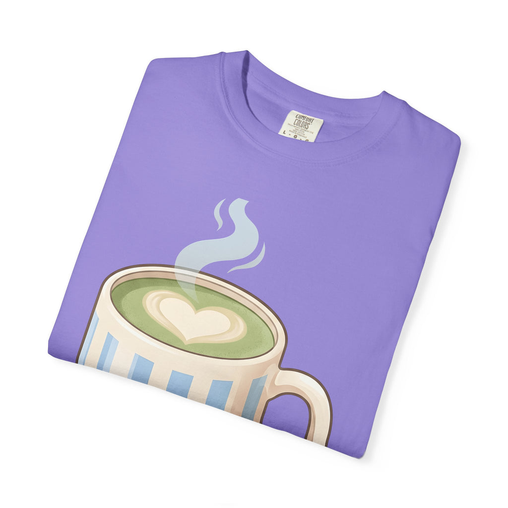 Matcha Latte T-Shirt Coffee Foodie Gift Women Kawaii T-Shirt Green Tea T-Shirt Coffee Fan Cute T-Shirt Food Graphic Minimalist Heart Steam T-Shirt