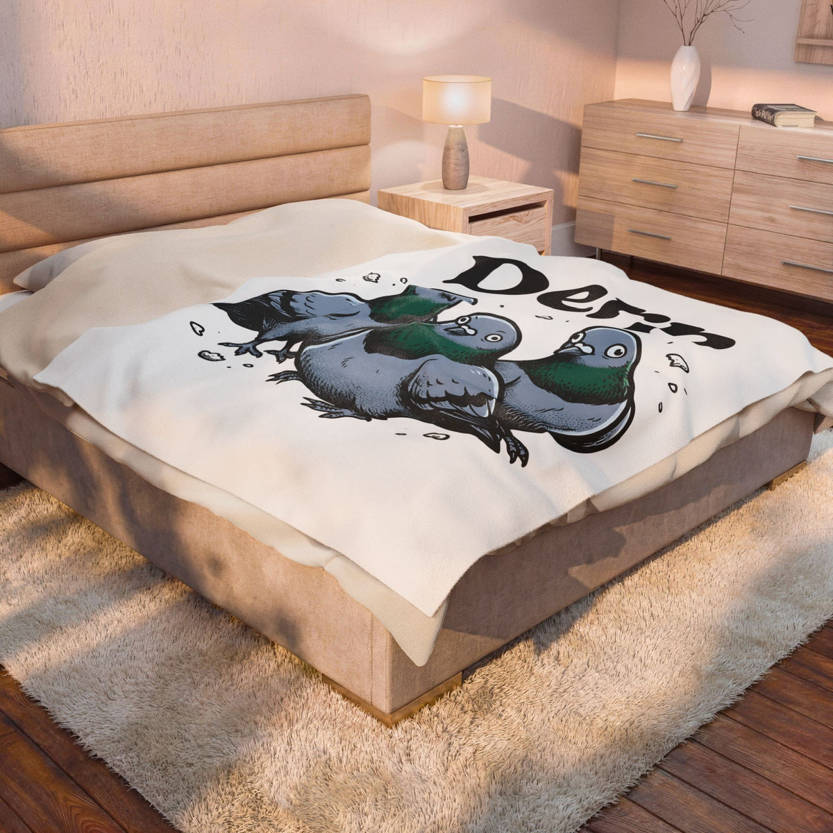 Pigeon Trio Blanket Funny Animal Gift Women Cartoon Blanket Dove Blanket Humor Fan Comic Blanket Creature Graphic Vintage Bread Blanket