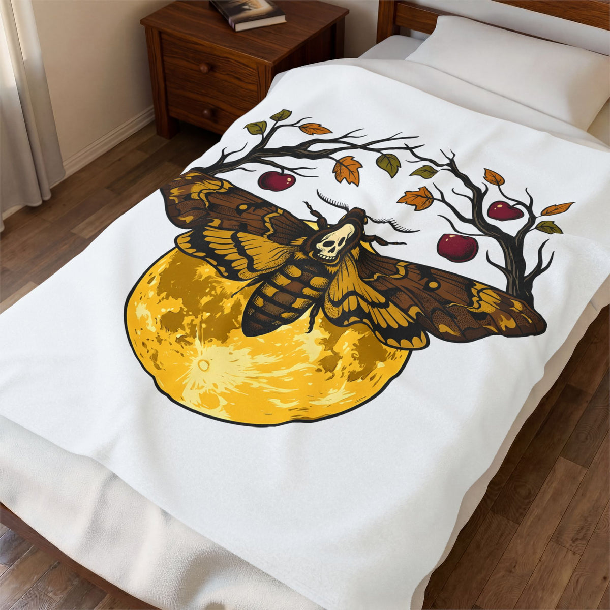 Moth Skull Blanket Halloween Horror Gift Women Retro Blanket Insect Blanket Horror Fan Creepy Blanket Macabre Graphic Sketch