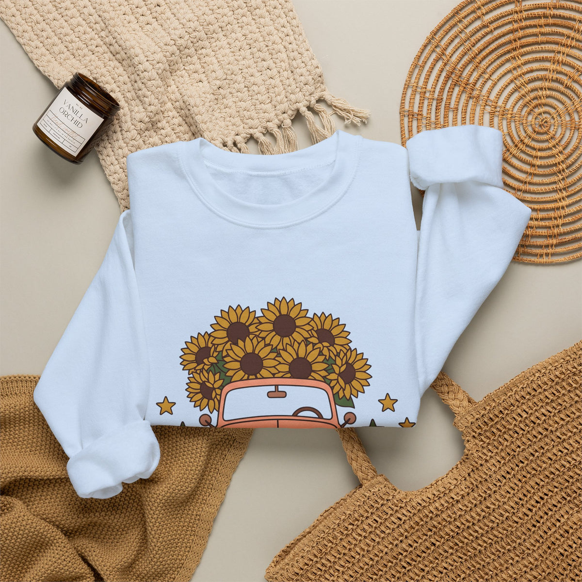 Vintage Truck Sunflowers Sweatshirt Cowgirl Country Gift Women Boho Sweatshirt Old Truck Sweatshirt Rodeo Fan Western Sweatshirt Rustic Graphic Retro Stars